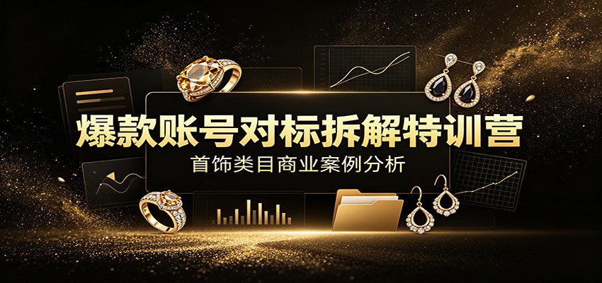 爆款账号对标拆解特训营:首饰类目商业案例分析,配套完整资料内容-玩备项目资源网