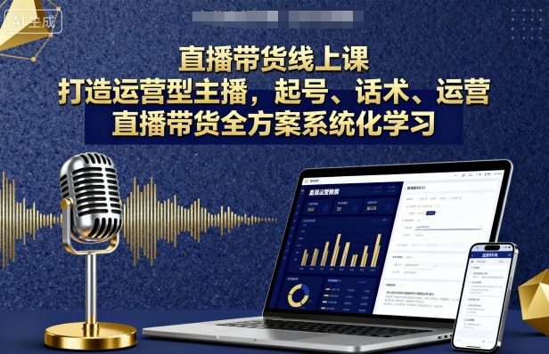 直播带货线上课，打造运营型主播，起号、话术、运营，直播带货全方案系统化学习-玩备项目资源网
