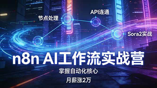 （17458期）n8n AI工作流实战营，节点处理+API连通+Sora2实战，掌握自动化核心月薪涨2万-玩备项目资源网