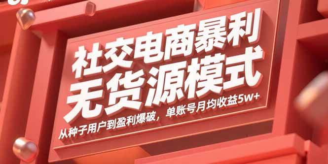 （15951期）社交电商暴利无货源模式：从种子用户到盈利爆破，单账号月均收益5w+-玩备项目资源网