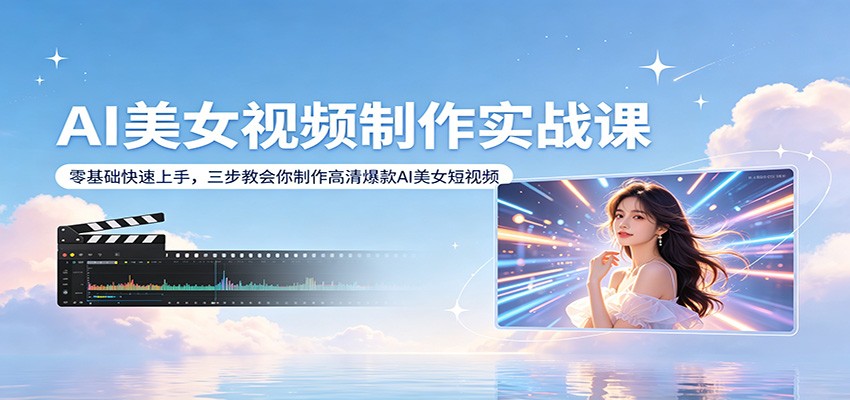 AI美女视频制作实战课：零基础快速上手，三步教会你制作高清爆款AI美女短视频-玩备项目资源网