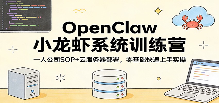 OpenClaw小龙虾系统训练营：一人公司SOP，云服务器部署，零基础快速上手实操-玩备项目资源网