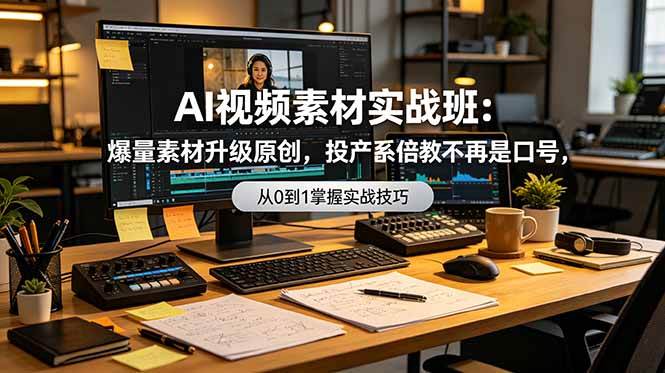 （19085期）AI视频素材实战班：爆量素材升级原创，投产翻倍不再是口号，0-1系统教学实战落地-玩备项目资源网