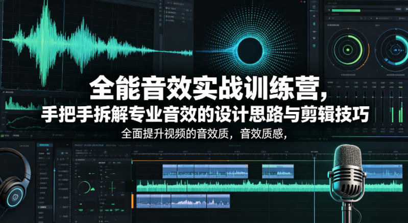 全能音效实战训练营，手把手拆解专业音效的设计思路与剪辑技巧，全面提升视频的音效质感-玩备项目资源网
