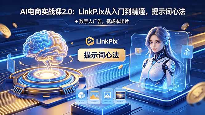 (18655期)AI 电商实战课2.0|LinkPix 从入门到精通,提示词心法 + 数字人广告,低成本出片-玩备项目资源网
