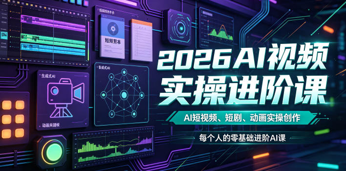 2026AI视频实操进阶课,AI短视频、短剧、动画实操创作,每个人的零基础进阶ai课-玩备项目资源网