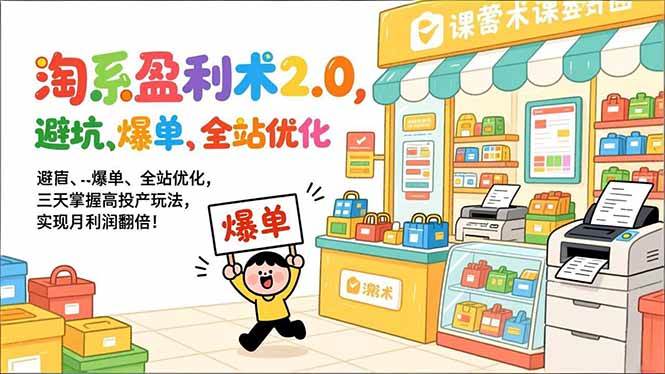 （17127期）淘系盈利术2.0，避坑、爆单、全站优化，三天掌握高投产玩法，实现月利润翻倍！-玩备项目资源网