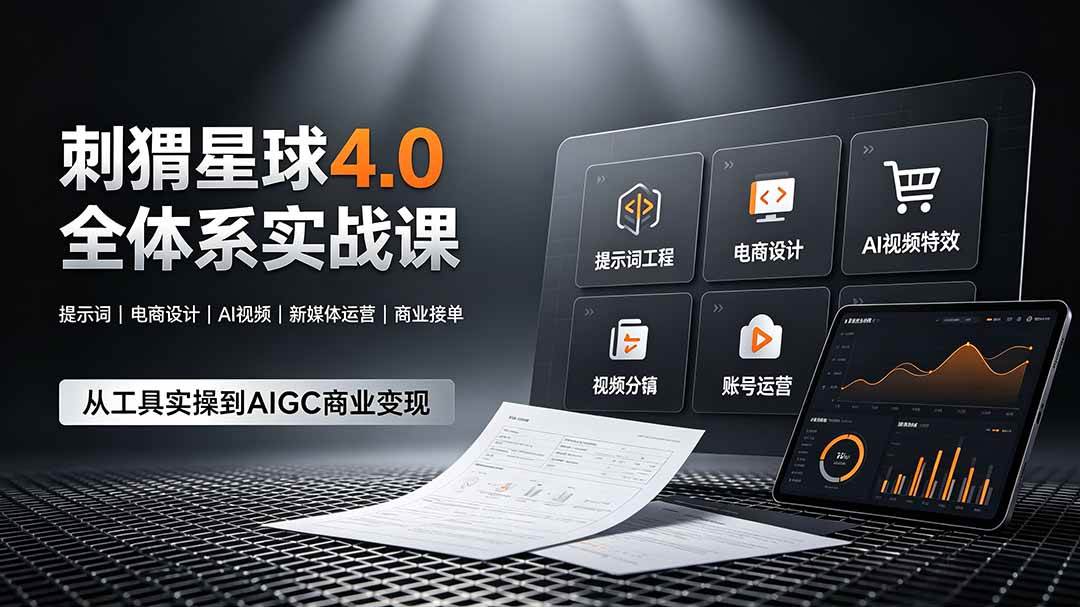 （19224期）刺猬星球4.0全体系实战课，覆盖提示词工程、电商设计、AI视频特效与新媒体运营，一站式掌握AIGC商业核心技能-玩备项目资源网