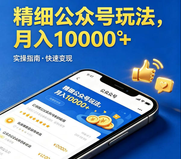精细化公众号玩法，我们给你提供文章，你来负责发布，收益可观，月入1W+【揭秘】-玩备项目资源网