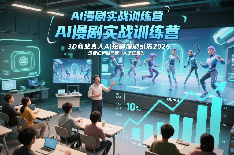 AI漫剧实战训练营，3D商业真人AI短剧漫剧引爆2026，流量红利期已至，入场正当时-玩备项目资源网