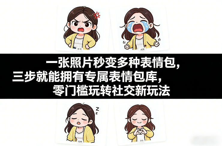 一张照片秒变多种表情包，三步就能拥有专属表情包库，零门槛玩转社交新玩法【文档】-玩备项目资源网