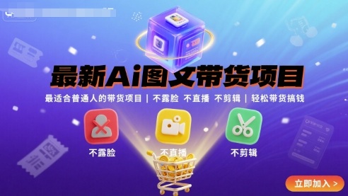 最新Ai图文带货项目，最适合普通人的带货项目，不露脸 不直播 不剪辑就可以轻松带货搞钱-玩备项目资源网