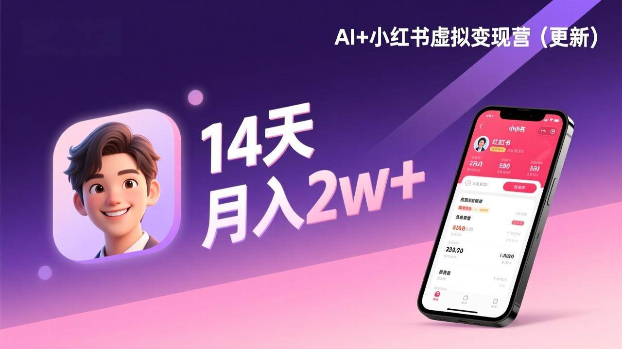 （17275期）AI+小红书虚拟变现营（更新），14天掌握选品、笔记、成交，打造自动化月入2w+事业-玩备项目资源网