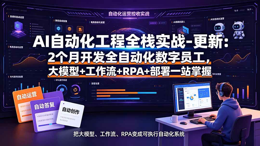 （19279期）AI自动化工程全栈实战-更新：2个月开发全自动化数字员工，大模型+工作流+RPA+部署一站式掌握-玩备项目资源网