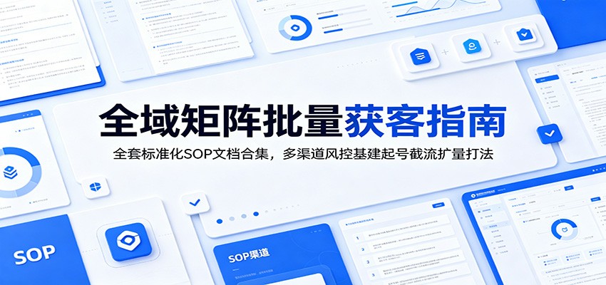 全域矩阵批量获客指南：全套标准化SOP文档合集，多渠道风控基建起号截流扩量打法-玩备项目资源网