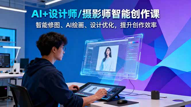 AI+设计师/摄影师智能创作课：智能修图、AI绘画、设计优化，提升创作效率-玩备项目资源网