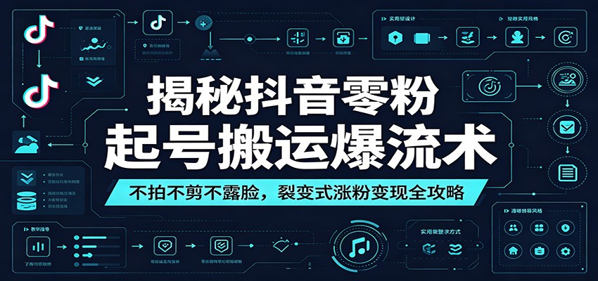 揭秘抖音零粉起号搬运爆流术：不拍不剪不露脸，裂变式涨粉变现全攻略-玩备项目资源网