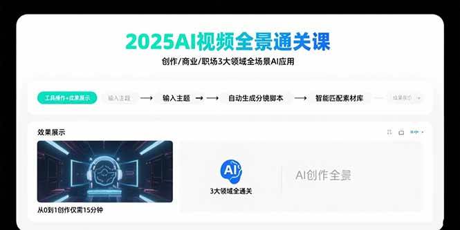 （15762期）2025AI视频全景通关课：涵盖创作/商业/职场3大领域 掌握AI全场景应用-玩备项目资源网