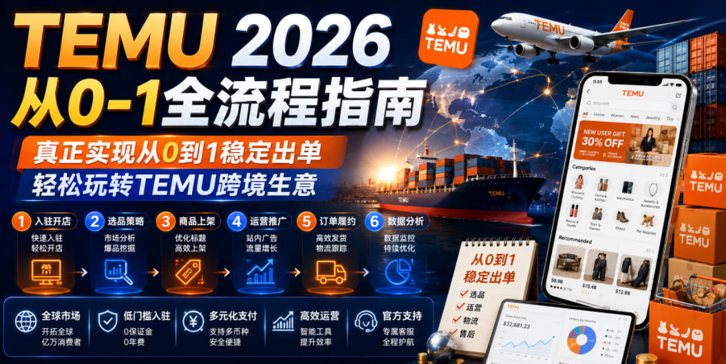 TEMU 2026从0-1全流程指南,真正实现从0到1稳定出单,轻松玩转TEMU跨境生意-玩备项目资源网