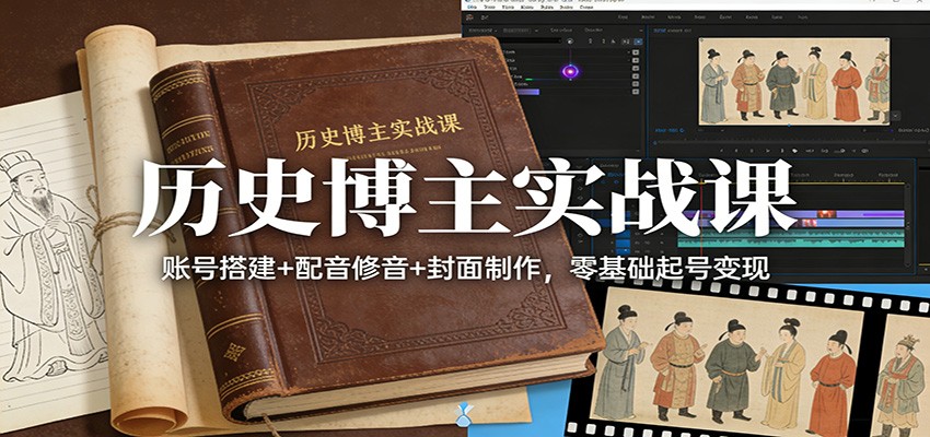 历史博主实战课:账号搭建+配音修音+封面制作,零基础起号变现-玩备项目资源网