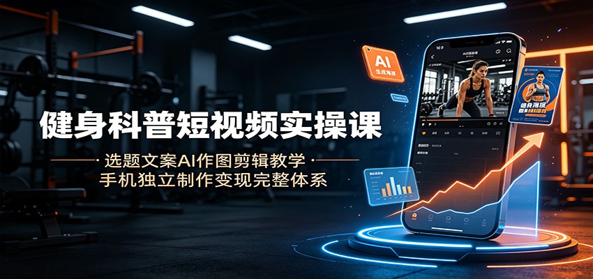 健身科普短视频实操课：选题文案AI作图剪辑教学，手机独立制作变现完整体系-玩备项目资源网