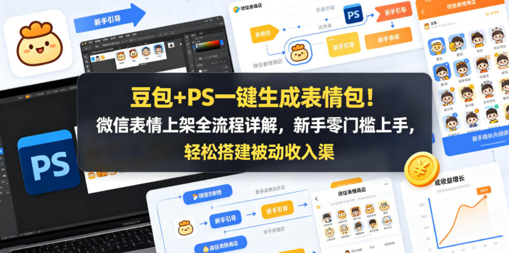 豆包+PS一键生成表情包！微信表情上架全流程详解，新手零门槛上手，轻松搭建被动收入渠道-玩备项目资源网
