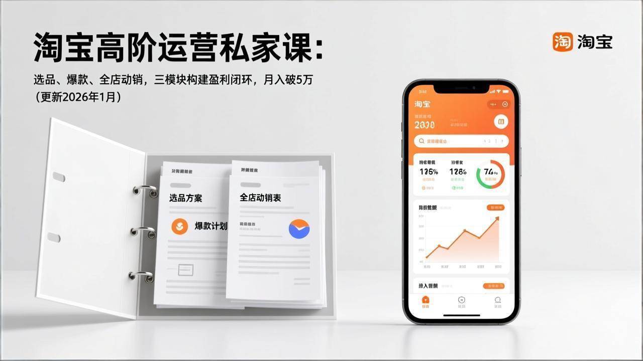 (17280期)淘宝高阶运营私家课:选品、爆款、全店动销,三模块构建盈利闭环,月入破5万(更新26年1月)-玩备项目资源网