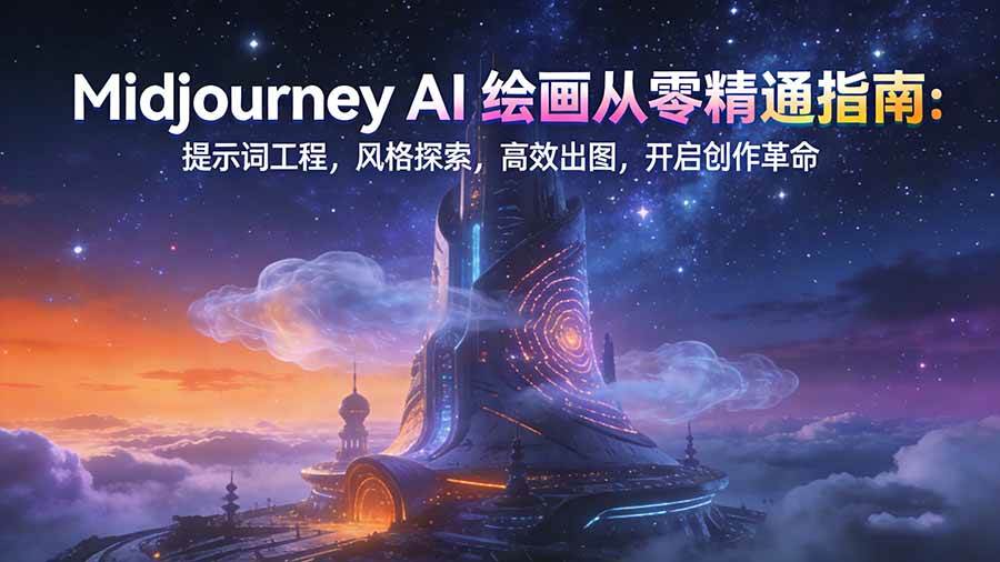 （17118期）Midjourney AI绘画从零精通指南：提示词工程，风格探索，高效出图，开启创作革命-玩备项目资源网