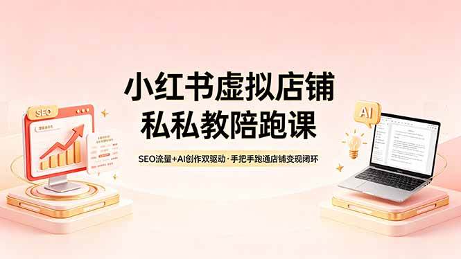 （18248期）小红书虚拟店铺私教陪跑课，SEO流量+AI创作双驱动，手把手跑通店铺变现闭环-玩备项目资源网
