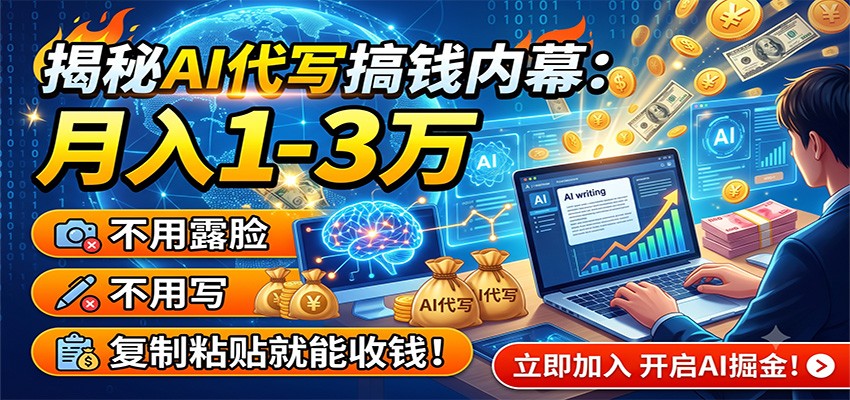 揭秘AI代写搞钱内幕：月入1-3万，不用露脸不用写，复制粘贴就能收钱！-玩备项目资源网