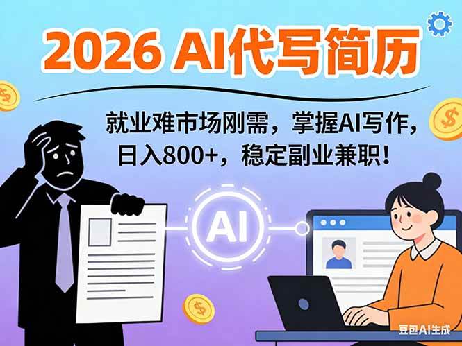（17119期）AI代写简历，超暴利，用万能模板月入1-3万实战教程，2026年市场刚需！-玩备项目资源网