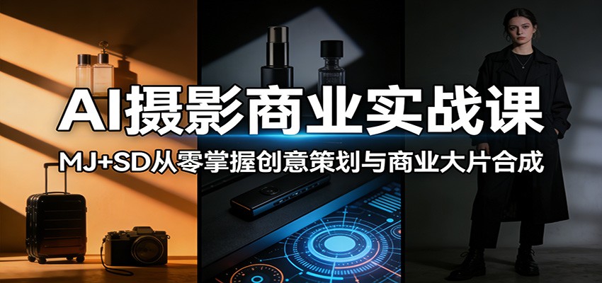 AI摄影商业实战课:MJ+SD从零掌握创意策划与商业大片合成-玩备项目资源网