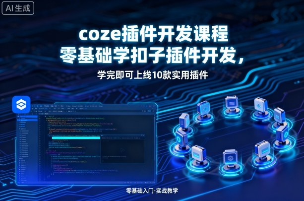 coze插件开发课程，零基础学扣子插件开发，学完即可上线10款实用插件-玩备项目资源网