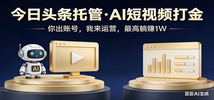 头条号AI托管，我提供作品，你提供账号，每天5分钟发布，小白躺赚3000+-玩备项目资源网