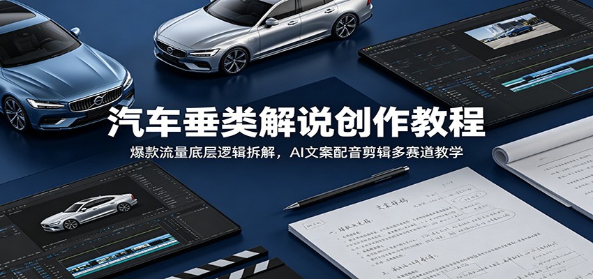 汽车垂类解说创作教程:爆款流量底层逻辑拆解,AI文案配音剪辑多赛道教学-玩备项目资源网