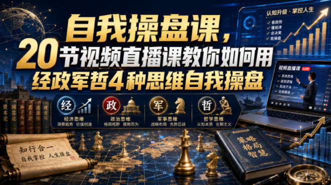 自我操盘课，20节视频直播课教你如何用经政军哲4种思维自我操盘-玩备项目资源网