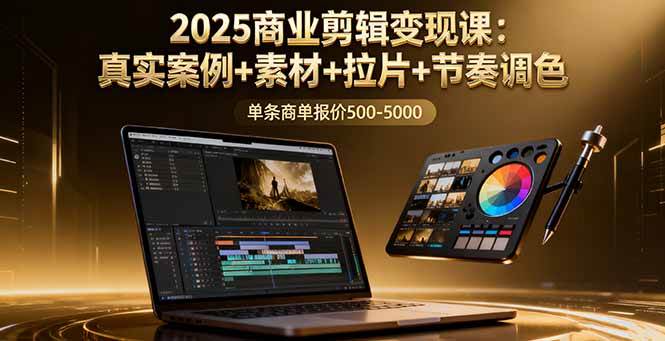 （16130期）2025商业剪辑变现课：真实案例+素材+拉片+节奏调色，单条商单报价500-5000-玩备项目资源网