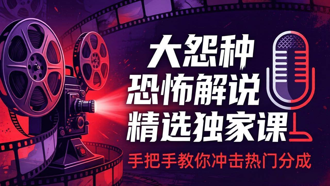 （17920期）大怨种恐怖解说精选独家课：电影下载+文案配音+片头封面，手把手教你冲击热门分成-玩备项目资源网