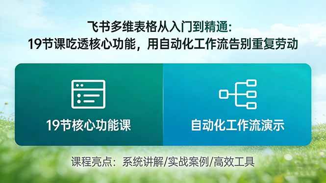 （17634期）飞书多维表格从入门到精通：19节课吃透核心功能，用自动化工作流告别重复劳动-玩备项目资源网