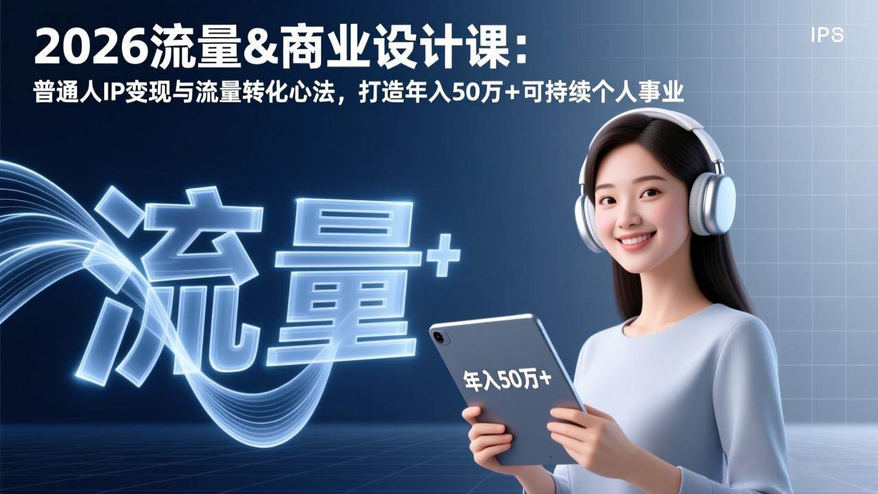 （17246期）2026流量&商业设计课：普通人IP变现与流量转化心法，打造年入50万+可持续个人事业-玩备项目资源网