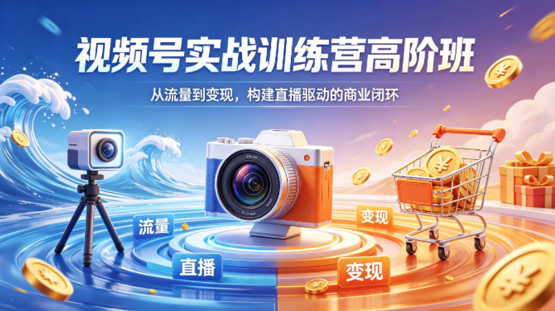 视频号实战训练营高阶班，从流量到变现，构建直播驱动的商业闭环（26年4月）-玩备项目资源网