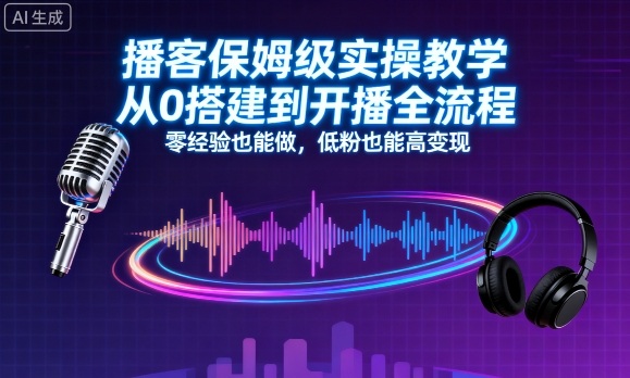 播客保姆级实操教学，从0搭建到开播全流程，零经验也能做，低粉也能高变现-玩备项目资源网