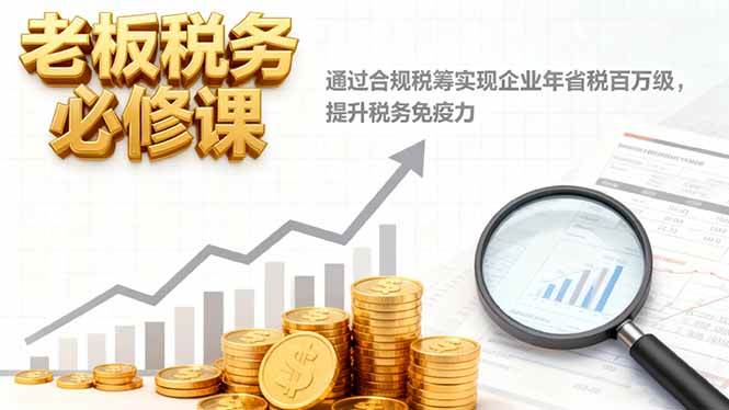 (16426期)老板税务必修课,通过合规税筹实现企业年省税百万级,提升税务免疫力-玩备项目资源网