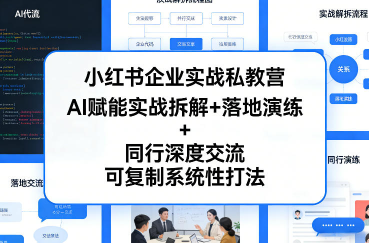 小红书企业实战私教营，AI赋能实战拆解+落地演练+同行深度交流，可复制系统性打法-玩备项目资源网