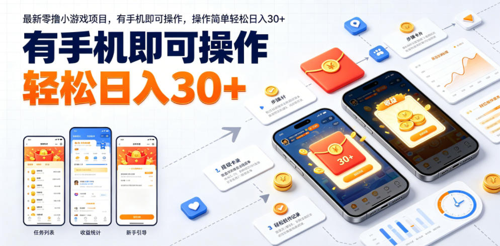 最新零撸小游戏项目,有手机即可操作,操作简单轻松日入30+-玩备项目资源网