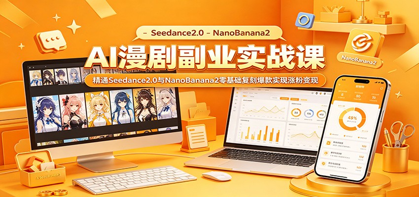 AI漫剧副业实战课:精通Seedance2.0与NanoBanana2零基础复刻爆款实现涨粉变现-玩备项目资源网