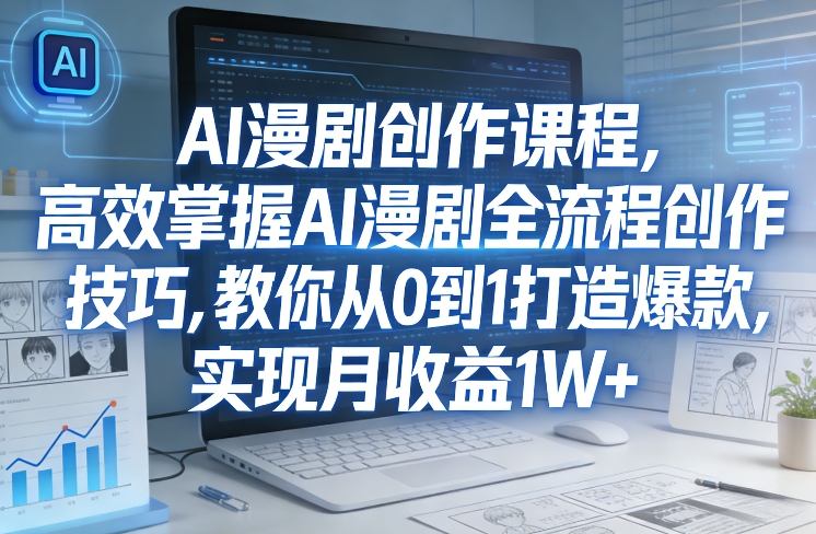 某社群AI漫剧创作课程，高效掌握AI漫剧全流程创作技巧，教你从0到1打造爆款，实现月收益1W+-玩备项目资源网