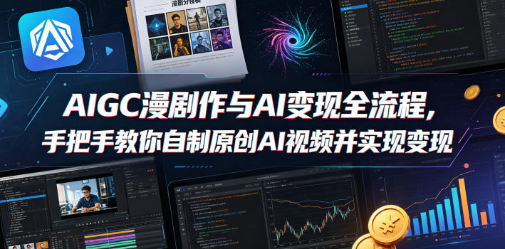 AIGC漫剧创作与AI变现全流程，手把手教你自制原创AI视频并实现变现-玩备项目资源网