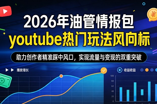 2026年油管情报包,youtube热门玩法风向标,助力创作者精准踩中风口,实现流量与变现的双重突破(更新0330) 2026年油管情报包,youtube热门玩法风向标,助力创作者精准踩中风口,实现流量与变现的双重突破(更新0330)