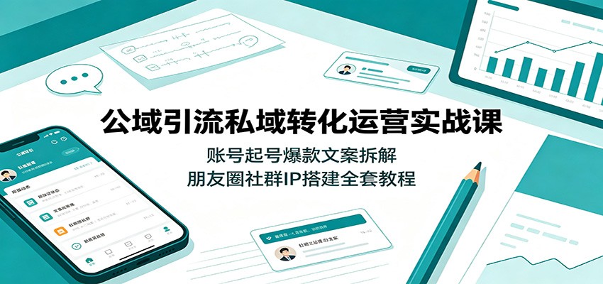 公域引流私域转化运营实战课:账号起号爆款文案拆解,朋友圈社群IP搭建全套教程-玩备项目资源网